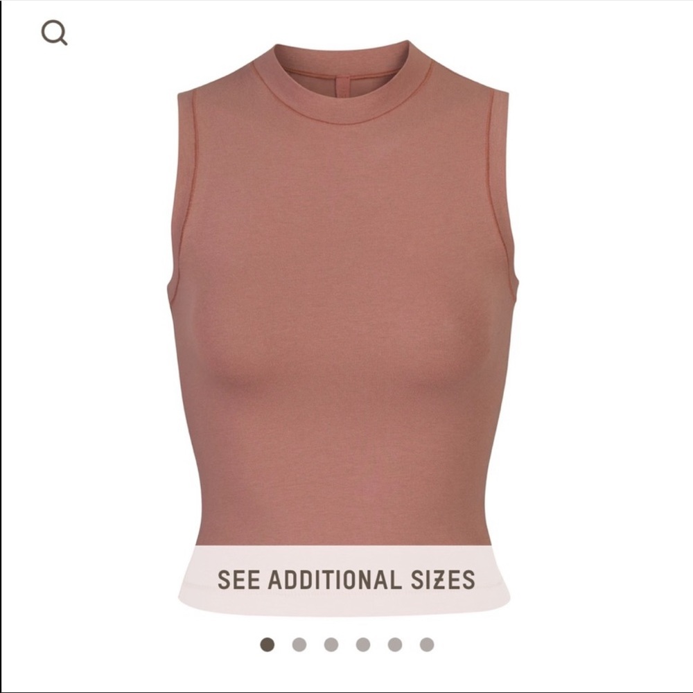 NWT SKIMS COTTON JERSEY MOCK NECK TANK | ROSE CLAY